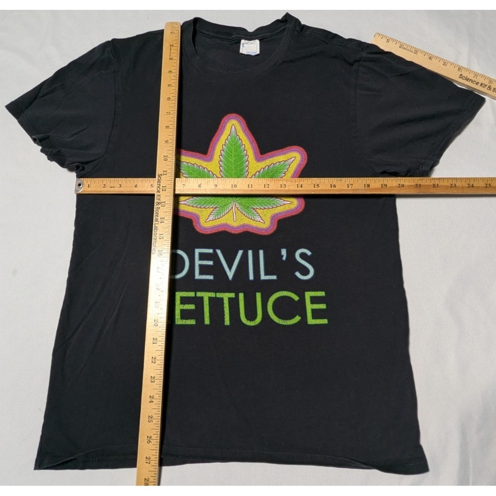 Devils Lettuce Marijuana Pot Leaf Black Ring Spun Cotton T-Shirt - Men Large - Picture 7 of 12